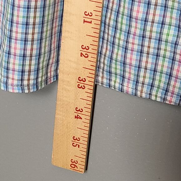 Peter Millar Men's Long Sleeve Button Up Shirt Size L Pink Blue Green Plaid - Picture 5 of 6